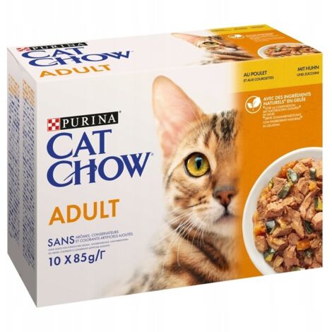 Purina Cat Chow Adult Pollo con Zucchine - 10 bustine da 85 g