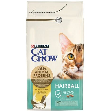 Purina CAT CHOW HAIRBALL CONTROLL croquettes pour chats adultes 1,5 kg au poulet