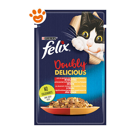 Purina Cat Felix Doubly Delicious Manzo e Pollame In Gelatina  - Purina Cat Felix Doubly Delicious Manzo e Pollame In Gelatina - Bustina Da 85 Gr