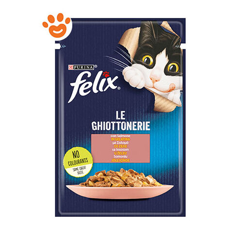 Purina Cat Felix le Ghiottonerie Salmone in Gelatina  - Purina Cat Felix le Ghiottonerie Salmone in Gelatina - Bustina Da 85 Gr
