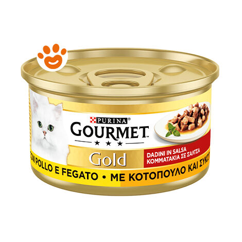 Purina Cat Gourmet Gold Dadini con Fegato e Pollo  - Purina Cat Gourmet Gold Dadini con Fegato e Pollo - Lattina Da 85 Gr