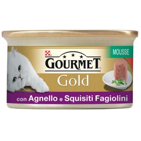 Purina Cat Gourmet Gold Mousse con Agnello e Squisiti Fagiolini  - Purina Cat Gourmet Gold Mousse con Agnello e Squisiti Fagiolini - Lattina Da 85 Gr