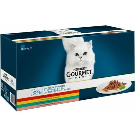 PURINA Gourmet Perle Anatra, tacchino, agnello, tonno - cibo umido per gatti - 60x85 g