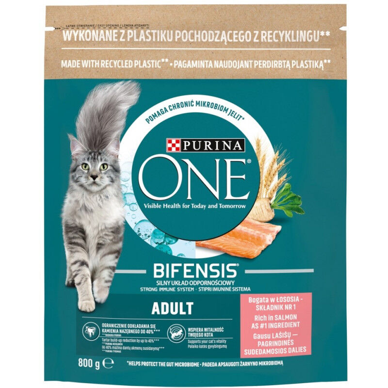 Nourriture pour Chat One Bifensis Adulte Saumon 800 g (8002205358902) - Purina