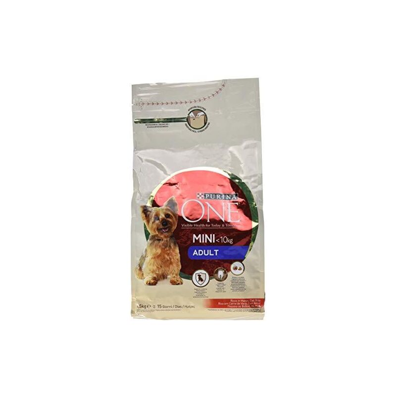Purina - one mini active crocchette per cani taglia small con manzo e riso 1.5 kg