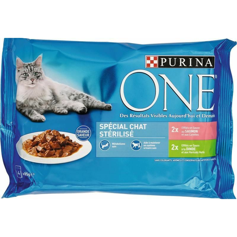 Purina One Special Chat Sterilise Effiles En Sauce Saumon Dinde 4x85g