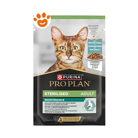 Purina Pro Plan Cat W Sterilised in Gelatina con Pesce Oceano  - Purina Pro Plan Cat W Sterilised in Gelatina con Pesce Oceano - Bustina Da 85 Gr