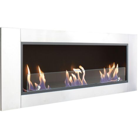 Purline – Cheminée bioéthanol au sol 3 brûleurs – Acier inoxydable – Dimensions 150x15x54 cm – Capacité 1,2 l par brûleur