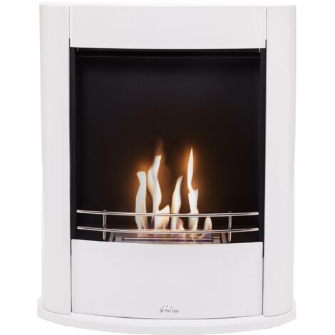 Purline – Cheminée bioéthanol au sol en acier blanc – Puissance 2,5 kW – Dimensions 66x22x76 cm – Intensité de flamme réglable