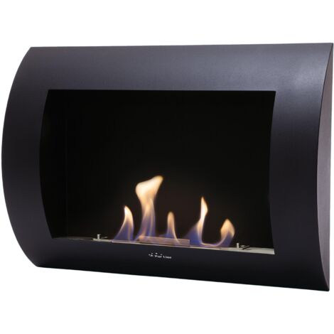 Purline – Cheminée bioéthanol en acier laqué incurvé – Flamme réglable – Installation murale sans travaux – Dimensions 60x13,4x45 cm – Puissance 1,5 kW