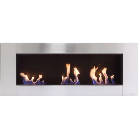 Purline – Cheminée bioéthanol murale 136x15x54 cm – Acier inoxydable brossé – 3 brûleurs 6 kW – Autonomie 3-4h – Système de sécurité intégré