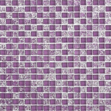 main image of "Purple Crackle & Plain Mix Bathroom Kitchen Glass Mosaic Tile MT0070"