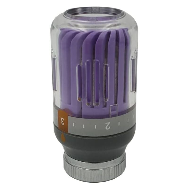 Goshe - Purple/Grey Radiator Thermostatic Valve Head M30x1,5 Crystal Colour 8-30C Temperature