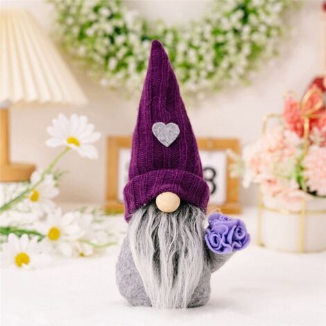 Purple Knitted Hat for Christmas Old Man Doll Decoration Hanging Ornaments Party Tree Decorations