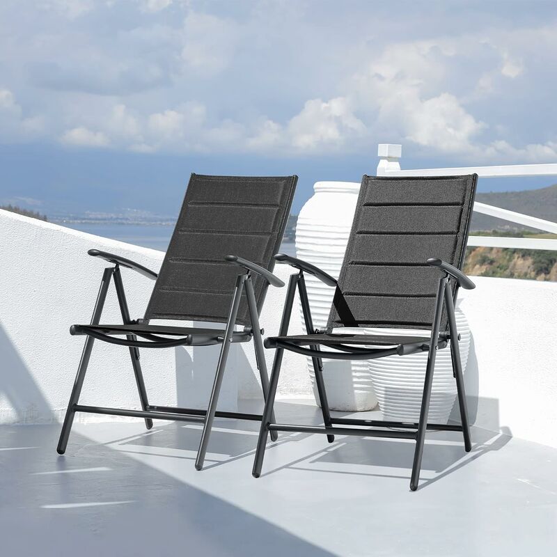 PURPLE LEAF Chaises pliantes de patio d’extérieur Lot de 2, chaises longues d’extérieur avec siège rembourré en coton doux Chaises portables à
