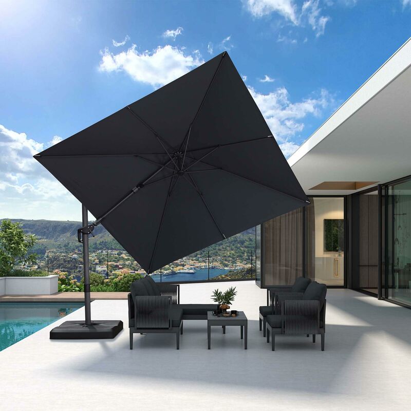 PURPLE LEAF Parapluie de patio économique Parapluie de patio pivotant Rectangle Parapluies d'extérieur, 3 X 3 M, Gris