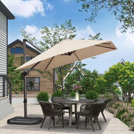 PURPLE LEAF Parasol Déporté en Aluminium 2,5 × 2,5 M Carré, Parasol de Jardin Extérieur, Adapté pour Balcon, Piscine, Terrasse, Beige