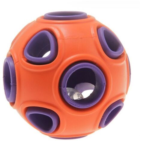 (Purple LED Ball) Rolin Roly LED Dog Ball 8cm, Interactive Bouncy Ball with Flashing Elastic Band, Glitter Dog Ball