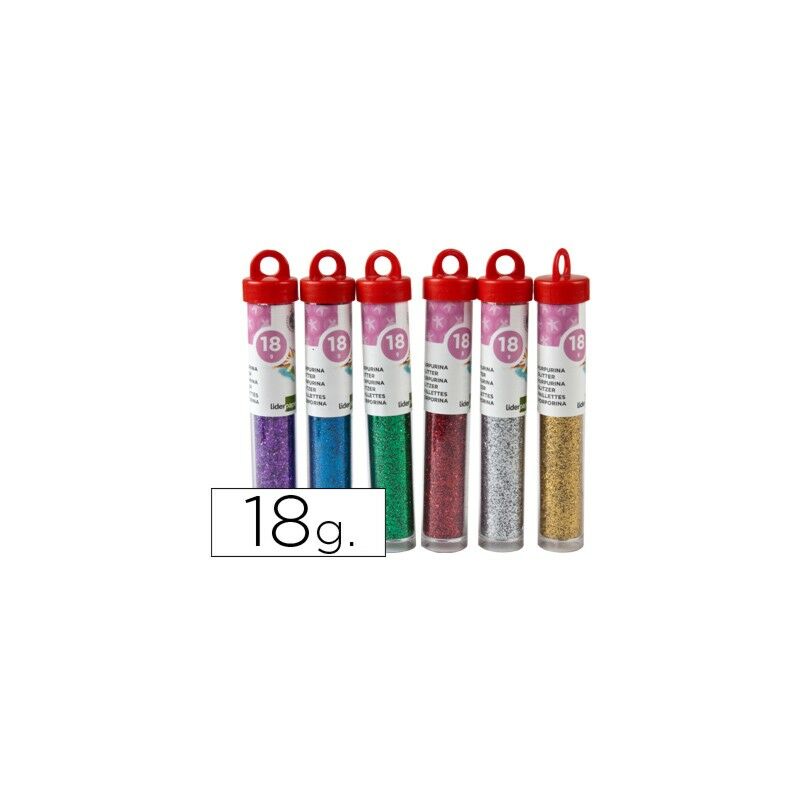 

Purpurina fantasia colores metalicos surtidos bote de 18 gr (pack de 24 uds.) - Liderpapel