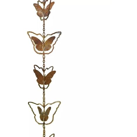 Pursue Chaîne de Pluie métal, chaîne de Pluie en Feuille d'acier pour gouttières Rain Catcher Downspout avec Adaptateur Épais Fer Fleur Tasses Jardin Art Décoratif Cadeau