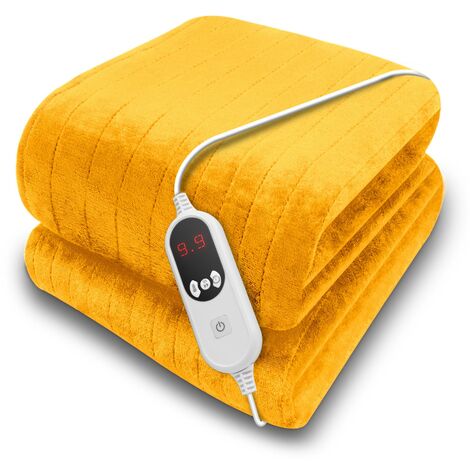 Purus Gold Electric Throw Heated Blanket 160x120cm Soft Fleece Blanket Gold