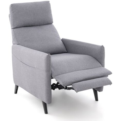 Push Back Recliner Chair Linen Fabric Reclining Armchair Single Sofa