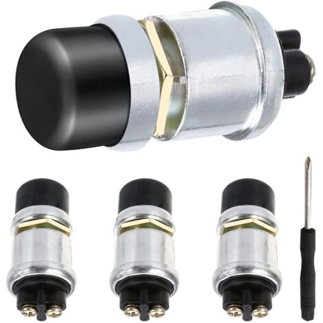 Push Button Engine Start Switch 12V 20A Momentary Switch for Cars Boat Engine Horn Ignition, SPST, 4 Pieces