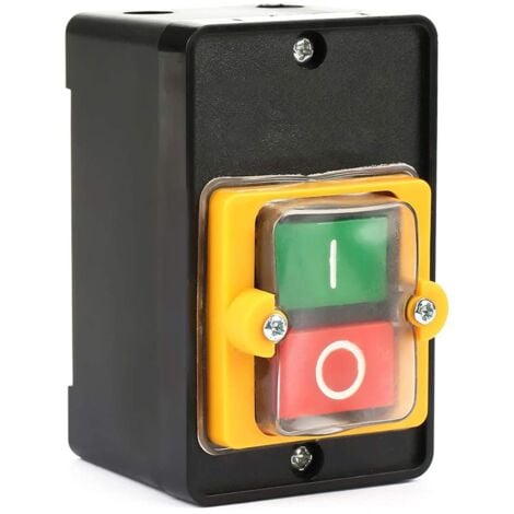 AOUGO Push Button Switch, AC 220V/380V 10A Waterproof Power Control Button Switch On Off Button Machine Tool Switch Machine Tool