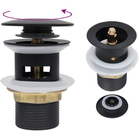Push Drain with Overflow Function Black 6.4x6.4x9.1 cm vidaXL