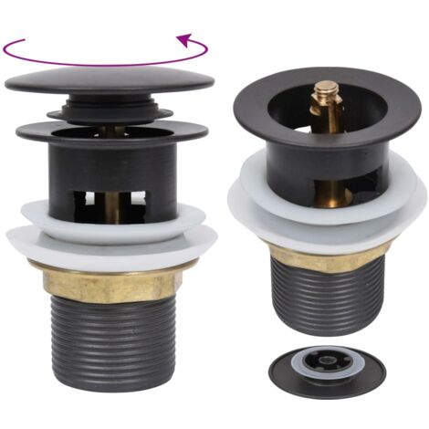 Push Drain with Overflow Function Grey 6.4x6.4x9.1 cm vidaXL