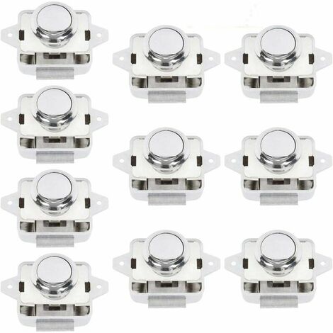 Push-Lock Button Catch Door Verriegelung - Schrank Schloss für Wohnmobil Möbelschloss RV Camper Caravan Van Motorhome Silber 10 Stück
