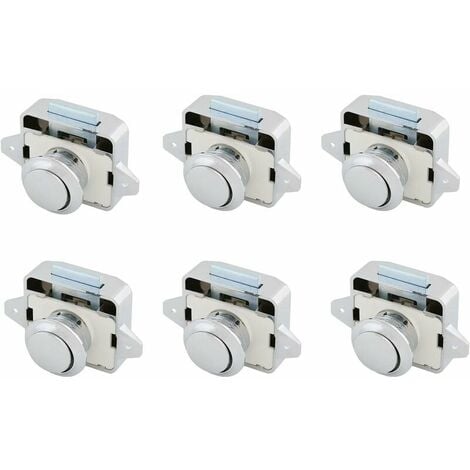 Push-Lock Verriegelung, Möbelschloss Push Button Lock Druckknopfschlösser mit Zinklegierung Griff für Wohnmobil Schiff Yacht Camping, 6 Stück Chrom