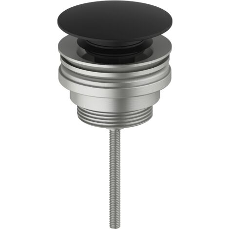 Push Open Ablaufventil 5/4 Zoll - Universal Schaftventil mit Staufunktion 2in1 - verschließbar, schwarz matt