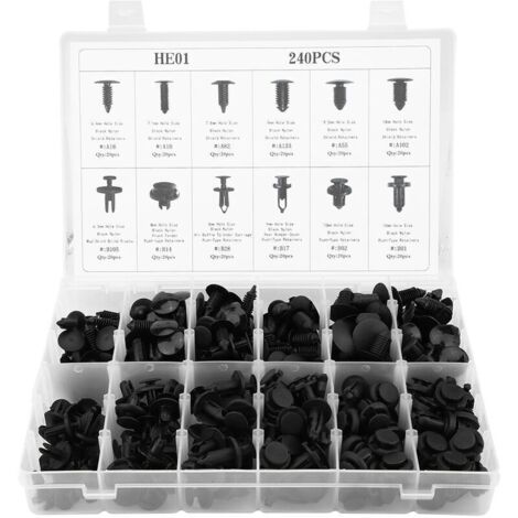 Push Pin Trim, 240pcs Car Body Pin Push Rivet Bumper Retainer Clips Car Plastic Rivets Fasteners Push Retainer Kit for Door Trim Panel Fender