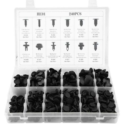 Push-Pin-Zierleiste, 240 Stück Karosseriestifte, Push-Nieten, Stoßstangen-Halteklammern, Auto-Kunststoffnieten, Befestigungselemente, Push-Retainer-Kit für Türverkleidungen, Kotflügel
