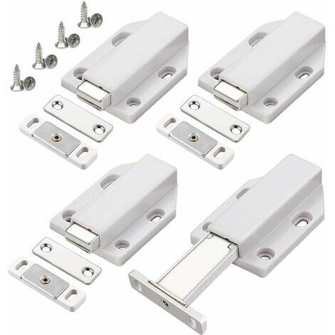 Push to Open 4 Pièces Push Open Poussoir Porte Placard Aimant Fermeture pour Armoire Tiroir Systeme Loquet Magnetique Verrou Poussoir Porte Amortisseur Pour La Porte de Placard