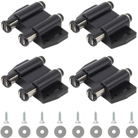 Push to Open Aimant 4 Pièces Loquet Magnétique à Pression Double Loquet de Porte Magnétique à Ressort Loquet Aimanté Placard en Plastique avec Vis pour Porte Armoire Tiroir (Noir)