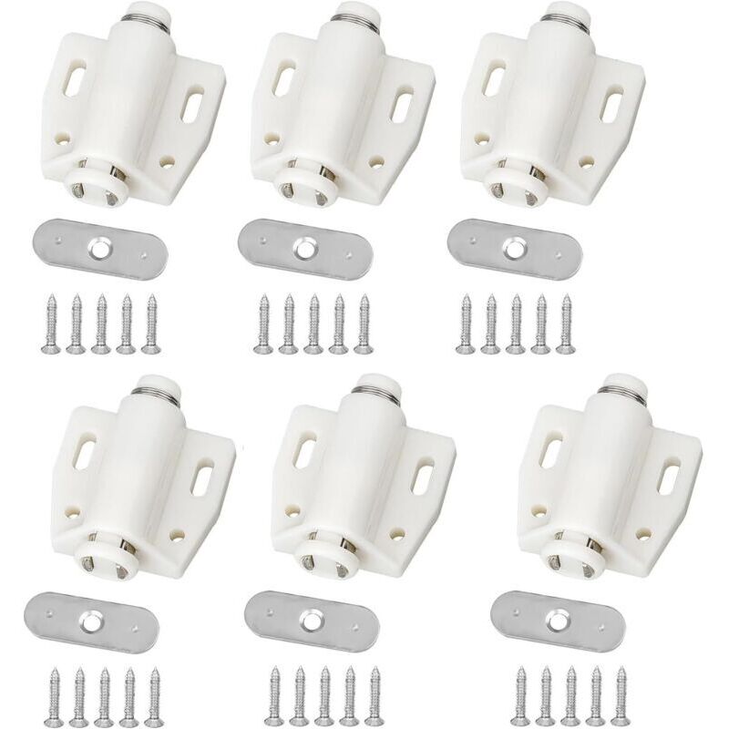 Push to Open Aimant Poussoir,6 PCS Porte Placard Loquet Magnetique Loquet de Porte Magnétique pour Cuisine Salle de Bain Armoire Placard Fermetures