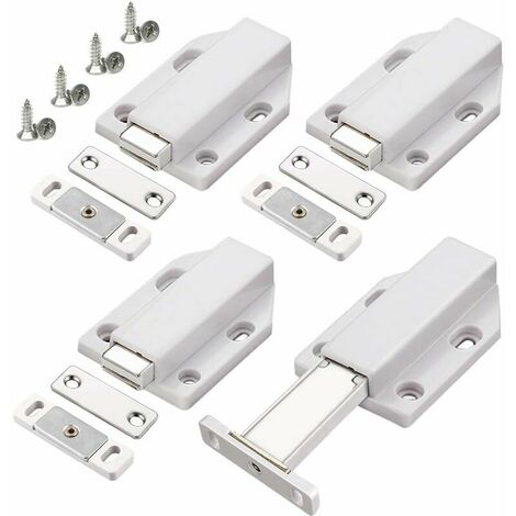 Push to Open Jiayi 4 Pièces Push Open Poussoir Porte Placard Aimant Fermeture pour Armoire Tiroir Systeme Loquet Magnetique Verrou Poussoir Porte Amortisseur Pour La Porte de Placard