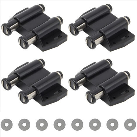 Push to Open Magnet 4 Pieces Push Release Magnetic Latch Double Spring Magnetic Door Latch Plastic Magnet Latch Cupboard with Screws for Cabinet Door Drawer (Black)