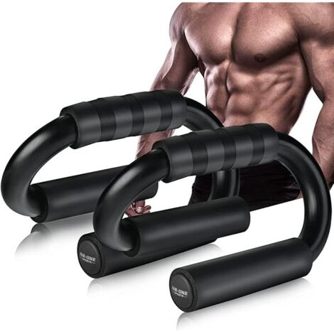 Push Up Bars - Chrome Steel Tube - 5 Inch Wide Base - Non Slip Foam Grip - Home Gym Strength Training Equipment - 1 Pair