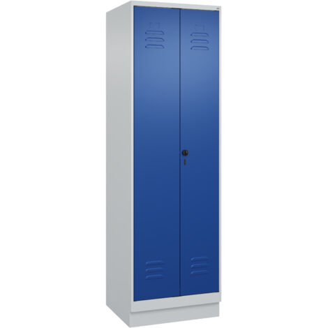 Putzmittelschrank Classic PLUS H1950xB600xT500mm m.Sockel lichtgrau/enzianblau