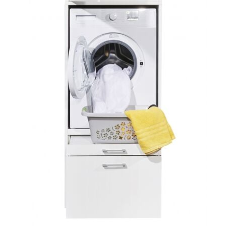 Putzschrank Waschmaschine Trockner Mehrzweck Hauswirtschaftsraum WASHTOWER 3 Weiß