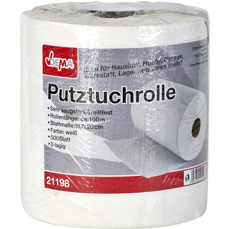 Putztuchrolle XXL 100m (455 Blatt) weiss Putztuch Putztuchrolle Papiertuch