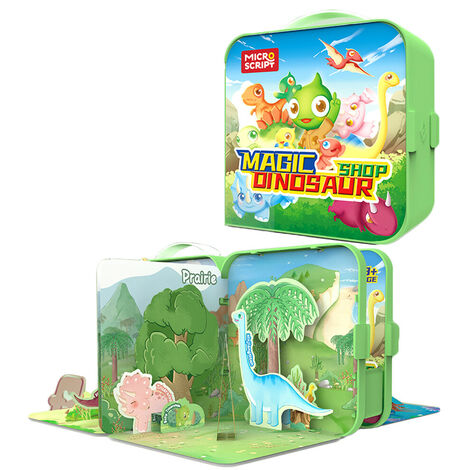 Puzzle 3D pour enfants et ensemble de jouets DIY Boîte de cognition de dinosaure Livre pop-up Puzzle Cognition Jouet éducatif Enfants Éducation précoce Cadeau préscolaire pour 3 ans et plus Garçons Filles Cadeau de Noël (Vert)