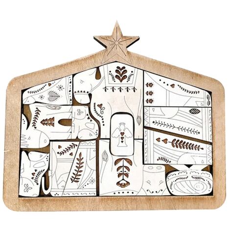 Puzzle de jésus en bois, Puzzle de nativité pour décoration de fête de nol, Puzzles en bois d&39intelligence pour adultes et enfants,White