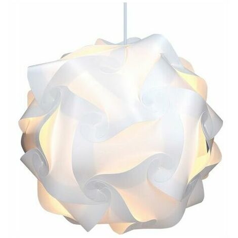 Puzzle lamp with XL lampshade - IQ luminaire 30 pcs 15 designs white light - Diameter approx. 40 cm - With E27 socket cable holder