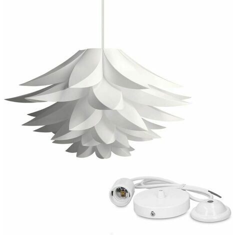 Puzzle Lampe Lotus Shade IQ Plafond E27 Suspension Fleur Lustre LED Plafonnier Suspension pour Salon Chambre Salle À Manger Éclairage Décoratif (90cm) -50pcs