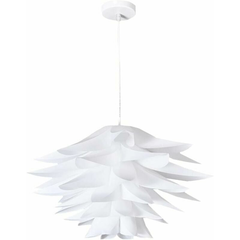 Puzzle Pendant Lampshade Lotus Flower diy Ceiling Light White Jigsaw Puzzle Chandelier Lampshade 45Cm Living Room Cafe Restaurant Lamp (No Light)