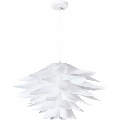 Puzzle Pendant Lampshade Lotus Flower DIY Ceiling Light White Jigsaw Puzzle Chandelier Lampshade 45Cm Living Room Cafe Restaurant Lamp (No Light)